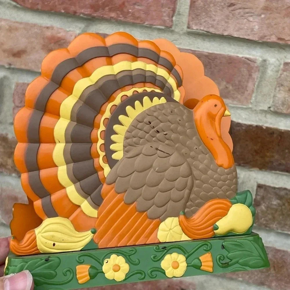 Vintage 1980s Thanksgiving Turkey Plastic Adjustable Napkin Holder - Picture 2 of 6